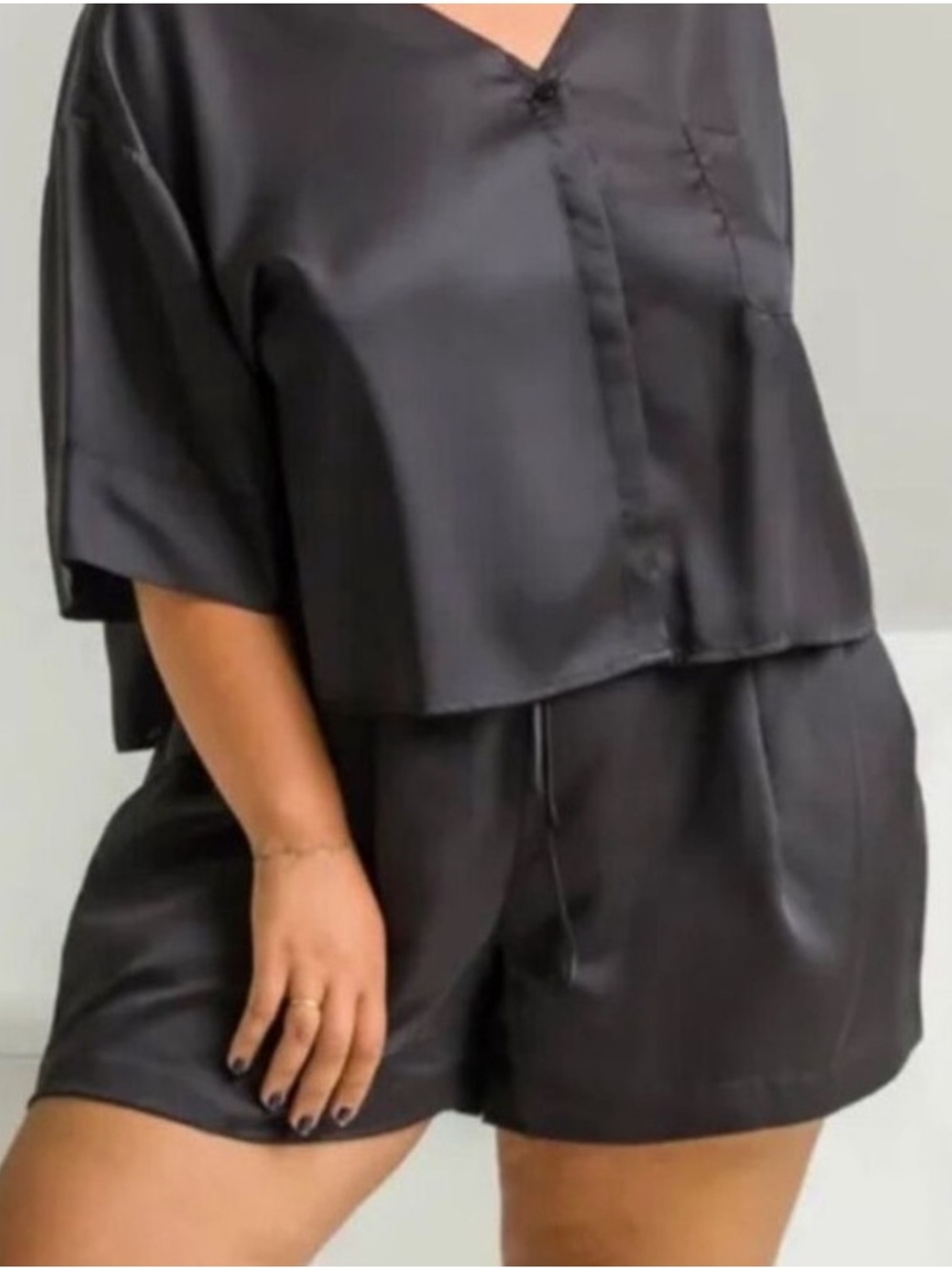Ettitude Sateen Shortie Bamboo in Onyx Black S/M